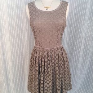 LC Lauren Conrad Lace Fit & Flare Beige Dress